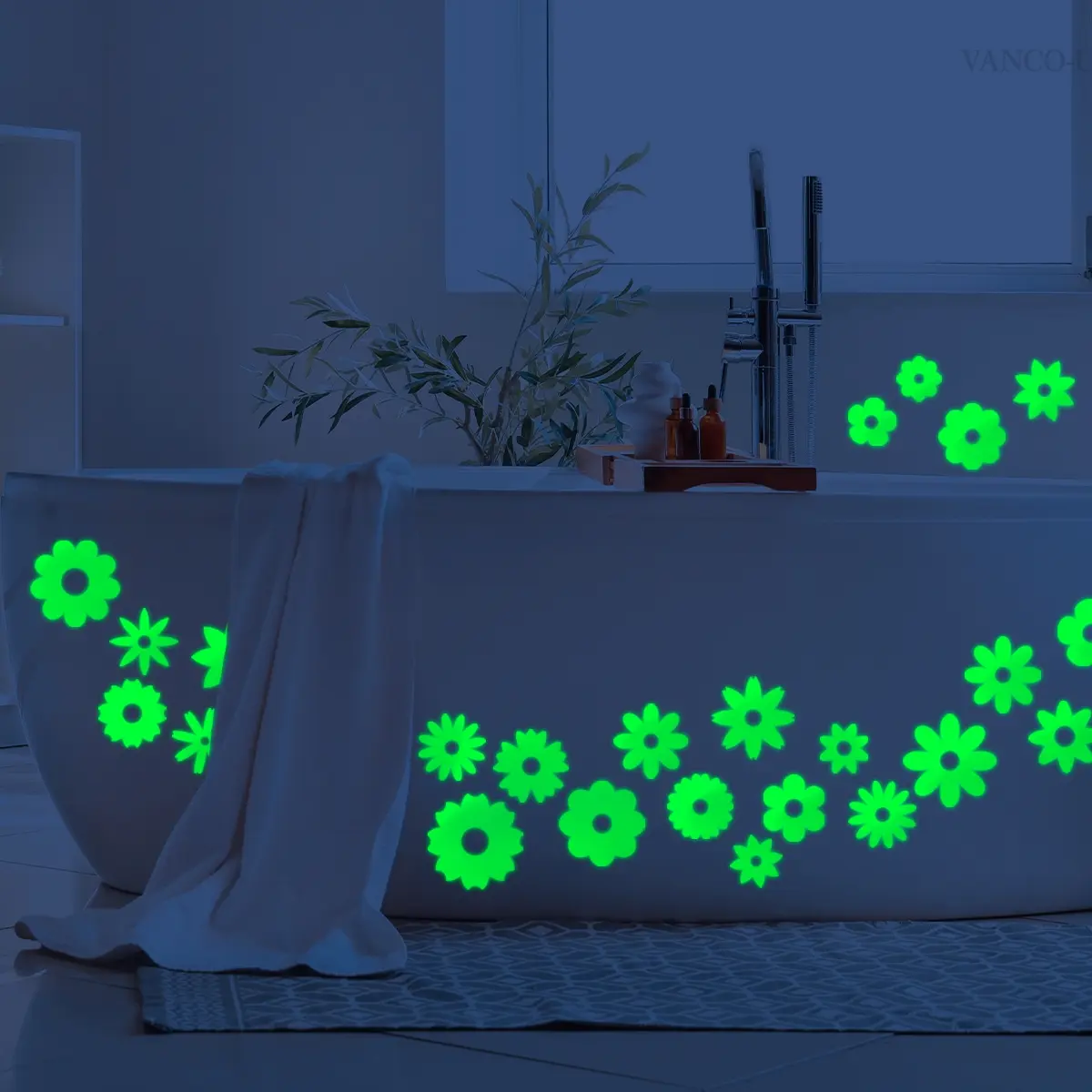 Glow-In-The-Dark Daisy Wall Stickers Set, 2pcs (20x30 Cm), Colorful Home Decor for Living Room & Bedroom Walls