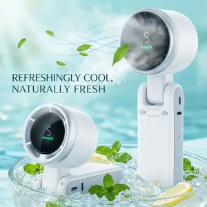 Portable Handheld Turbo Fan, 5 Gear Wind, Battery Operated, Up to 12 Working Hours, 3 IN 1 Hand Fans with Air Turbo Tech Cooling Fan for Outdoor Activities, Travel, Beach (White)