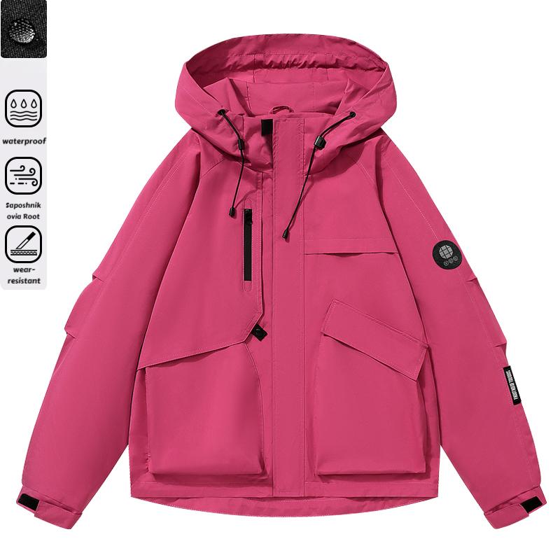 Men's Multi-Pocket Cargo Hooded Windbreaker Jacket - Functional, Water-Resistant Outdoor Coat for Cycling, Daily Travel, Hiking