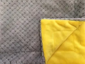 Blanket: Minky Blanket in Solid Cuddle 3 in Canary on Cuddle Cloud Spa Silver
