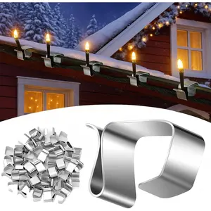 100 Pcs Lights Gutter Hook Clips for Hanging Outdoor Holiday Galvanized Lights Roof Hooks Christmas for Outside String Gutter Hangers Outdoor Seasonal Lighting for Halloween Xmas Decor (21 x 14.5 mm)