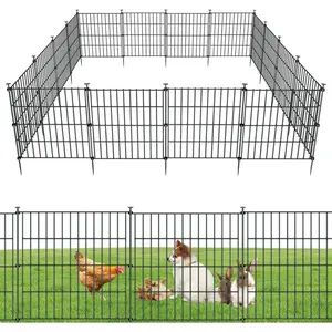 10 Panels Garden Fence  Fence Outdoor for Yard,24in H x 20ft L Rustproof Metal Fencing with Ground Stakes|No Dig Temporary  Proof Containment for Pets/Rabbits|Durable Patio  Panels