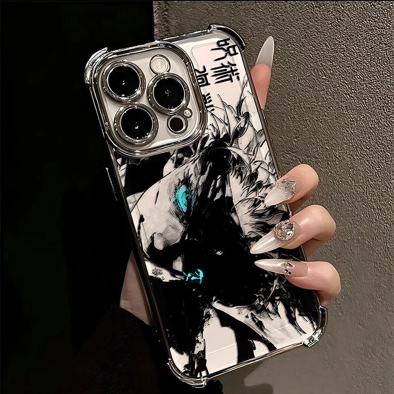 Anime Jujutsu Kaisen Gojo Satoru New Plating Case For iPhone 17 16 15 14 13 12 11 Pro Max Plus Air Shockproof Anti-Fall Armor Smartphone Cellphone Cover Protection Ddw-247Du241111303 Protective Casing Screen Protector