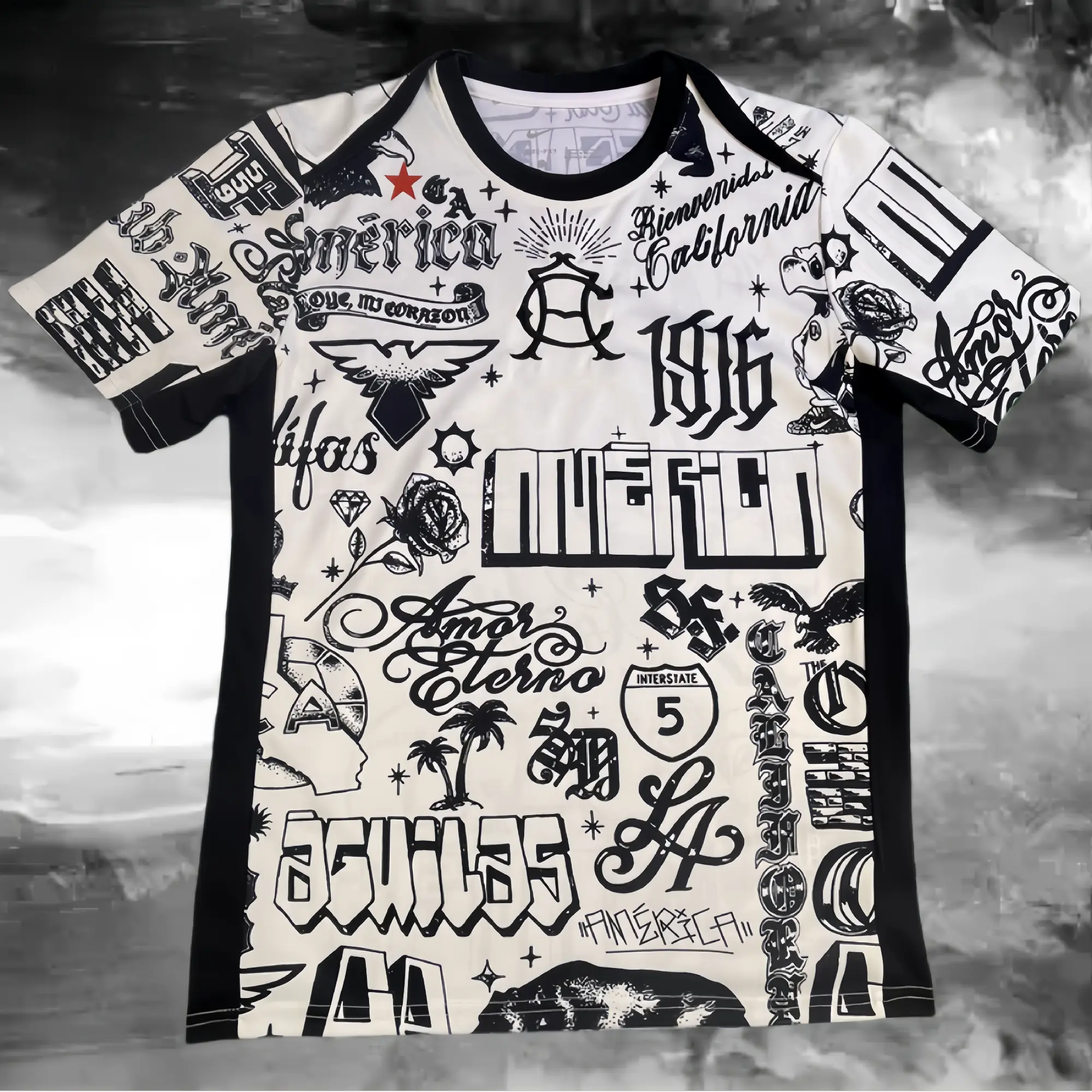 Mexico Club America Pre-Match TrainingJerseys 24-25 Season LlGAMX Short SleeveSoccer Jersey Black and White Football Jersey