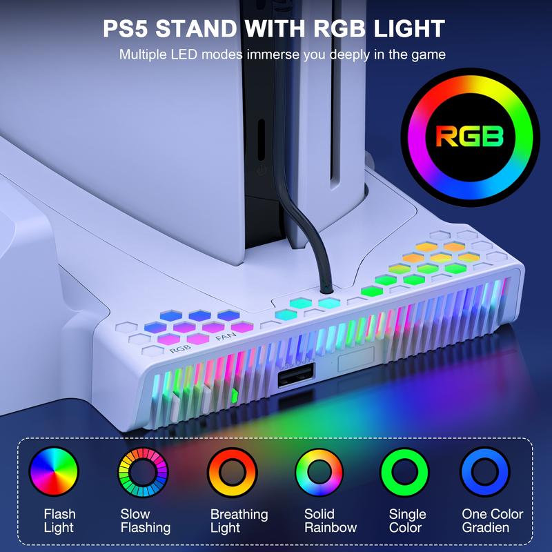 BEBONCOOL For PS5 Slim Cooling Stand Dual Controller Charging Station for Playstation 5 Console  Wall Mount Cooling Station PS5 Charger