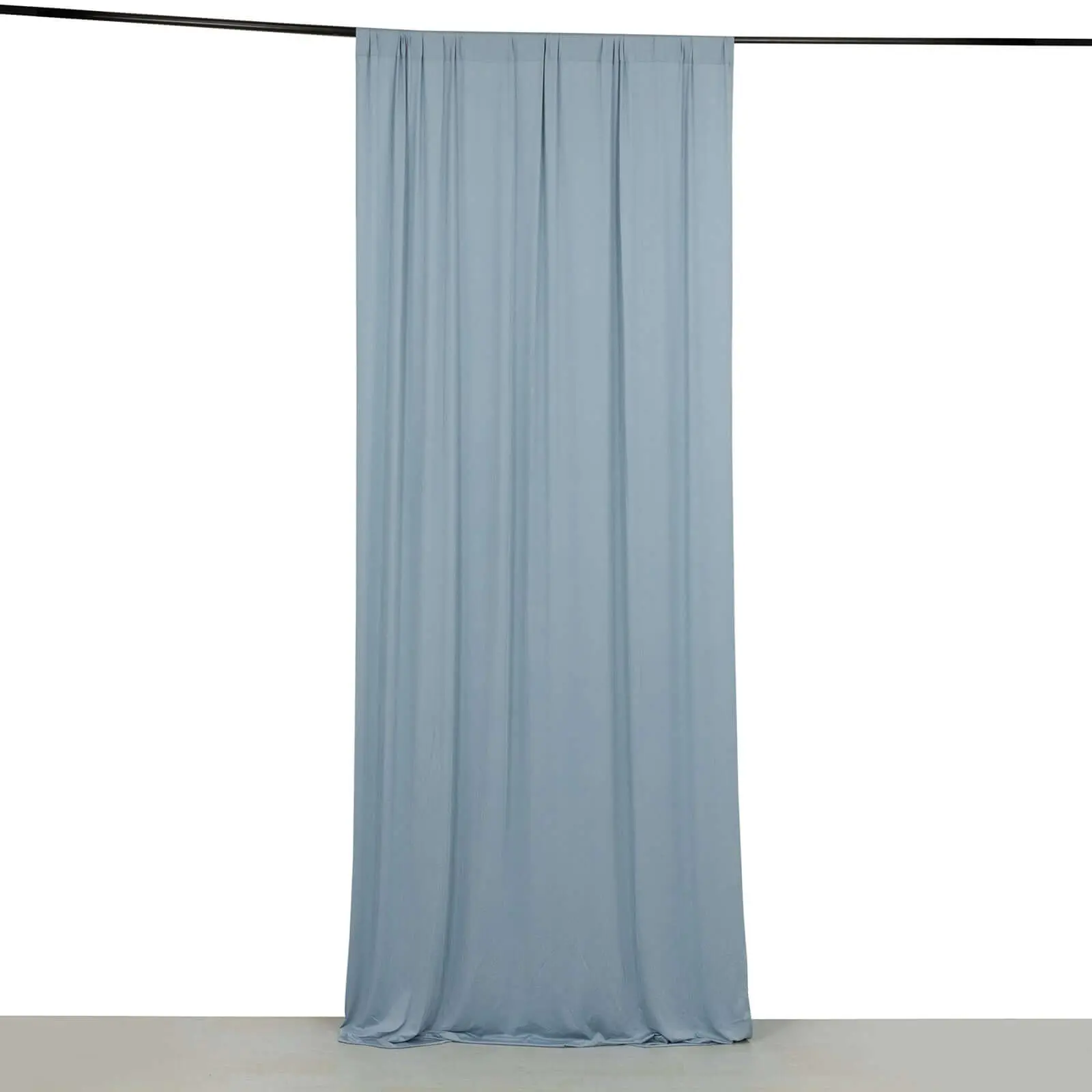 Dusty Blue 4-Way Stretch Spandex Backdrop Drape Curtain - Wrinkle-Free Window Treatment, Event Divider Panel with Rod Pockets for Wedding Venues, Banquet Halls, Photo Booths, Restaurants - 5ftx10ft