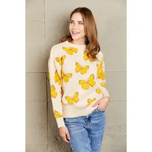 Woven Right Butterfly Dropped Shoulder Crewneck Sweater