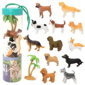 12Pcs Mini Dog Figurines, Realistic Farm Puppy Figures Playset, Plastic Dog Animal Toys Figure for Kids Toddlers, Cake Topper
