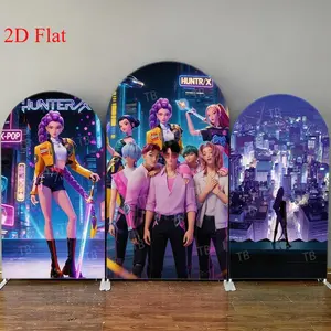 15-day 2D Flat Delivery Cyber Girl Group Hunter Arch Backdrop Cover Kids Birthday Party Decoration Baby Shower Cool Stage Girl Photography Background Wall