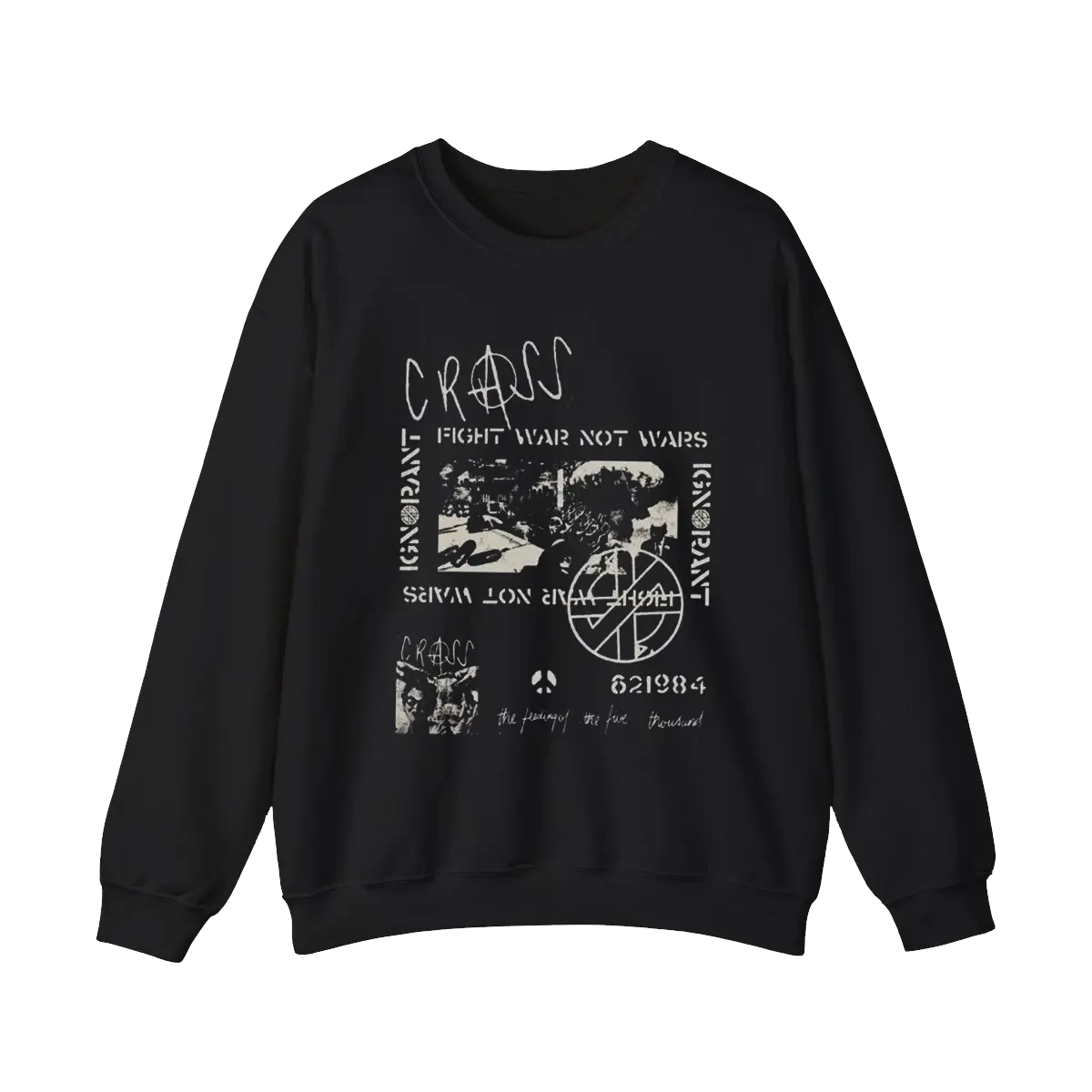 Vintage New Crass band Fight Wars Not War Men's Sweatshirt T-Shirt, Unisex Cotton Fabric, Gift For Fan