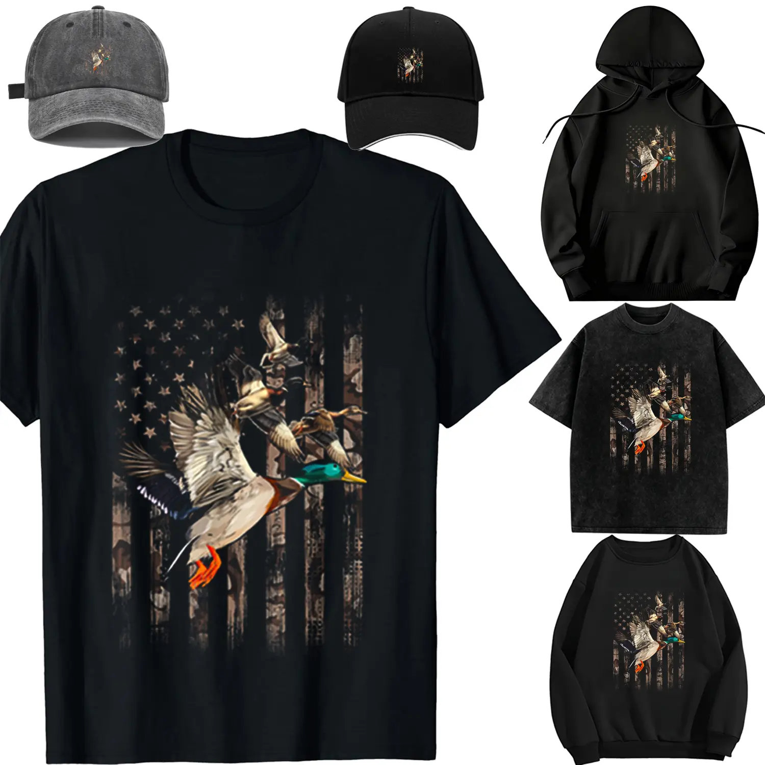 Lady's Women's Clothes Short-Sleeve Round Neck Printed Soft Cotton-Linen Camouflage T-Shirt - Casual Tops for Duck Hunter Waterfowl Hunting
