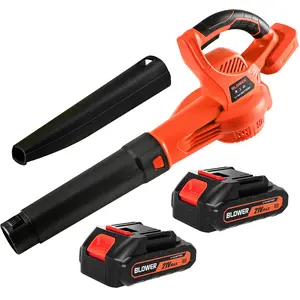 Leaf Blower Cordless 21V with 2 Batteries & Charger High Speed 2 Tubes Electric Cleaner Lightweight Handheld for Patio Garden House Depot Green Areas