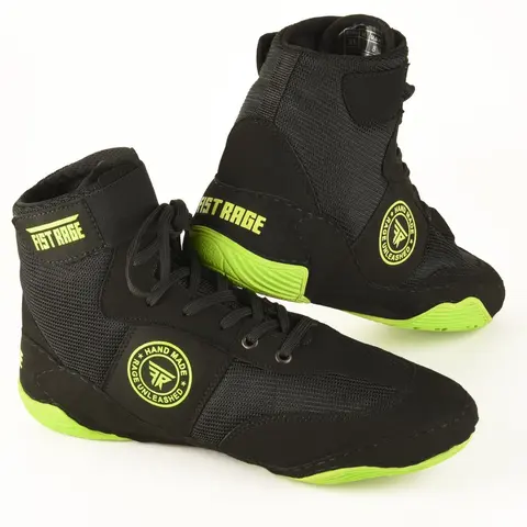 FISTRAGE Wrestling Shoes Fighting Sports Master Training Mesh Unisex Pro Men's and Youth Genuine Boot Light Weight | Black Color Boxing Shoes for Adults