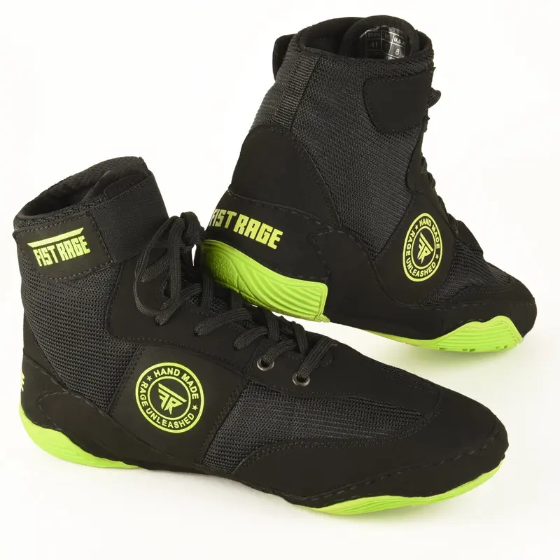 FISTRAGE Wrestling Shoes Fighting Sports Master Training Mesh Unisex Pro Men's and Youth Genuine Boot Light Weight | Black Color Boxing Shoes for Adults