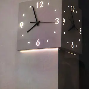 EP light motion sensor backlit corner clock wall clock wall clock iron metal clock creative gifts wall dec