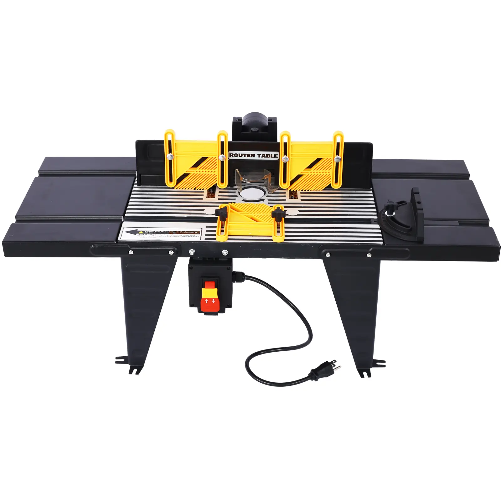 Electric Benchtop Router Table (34 In. X 13.5 In.) – Steel Stand, Aluminum Alloy Top, Adjustable Fence-Gauge, Retractable Safety Guard, Extension Tables, Universal Design, Enhanced Workspace for Woodworkers (Fits Broad Spectrum of Routers & Bits)
