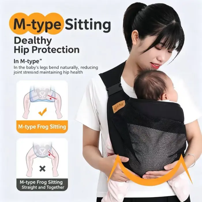 Viral M-Type Frog Leg Baby Hip Healthy Carrier, Breathable Mesh Anti-Sweat Sling, Relieve Mom Shoulder Back Pain, Perfect For Summer Walks Grocery Travel