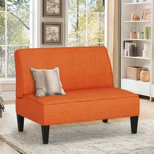 Small Loveseat-Sofa, Upholstered Small Sofa Couch Mini Love seat Sofas for Bedroom Living Room(Orange)Sofa small apartment living room simple modern style new rental room simple sofa