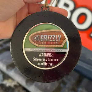 Mahogany Teakwood Scented Grizzly Men's Car Freshie - Blue Collar Gift for Dad & Son - Truck Freshener & Hunter's Gift - Car Fragrance - Dip Can Freshie