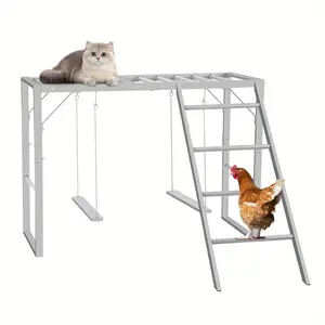 Sturdy A-Frame Chicken Coop Ladder with Swing Heavy-Duty Easy-to-Clean Pet Ladder with Railings Multi-Level Access for Chickens Cats Rabbits Birds Backyard Poultry Pen Aviary