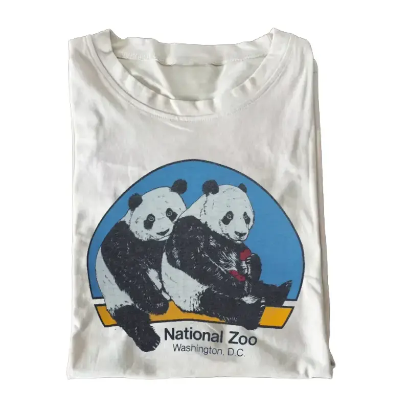 Women's National Zoo Panda T-Shirt, Vintage Graphic Shortleeve Round Neck Cotton Crewneck, Casual Shortleeve Top, Unisex Casual Streetwear, Shortsleeve