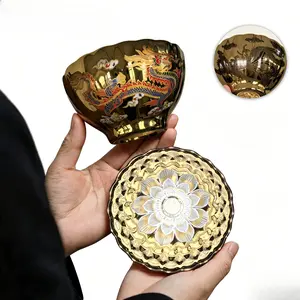 Handmade Chameleon Phoenix Fairy Cup with Colorful Inlay, Gold Lotus, Golden Celestial Eye, Silver Lotus, and Painted Design drinking jianzhan porcelain