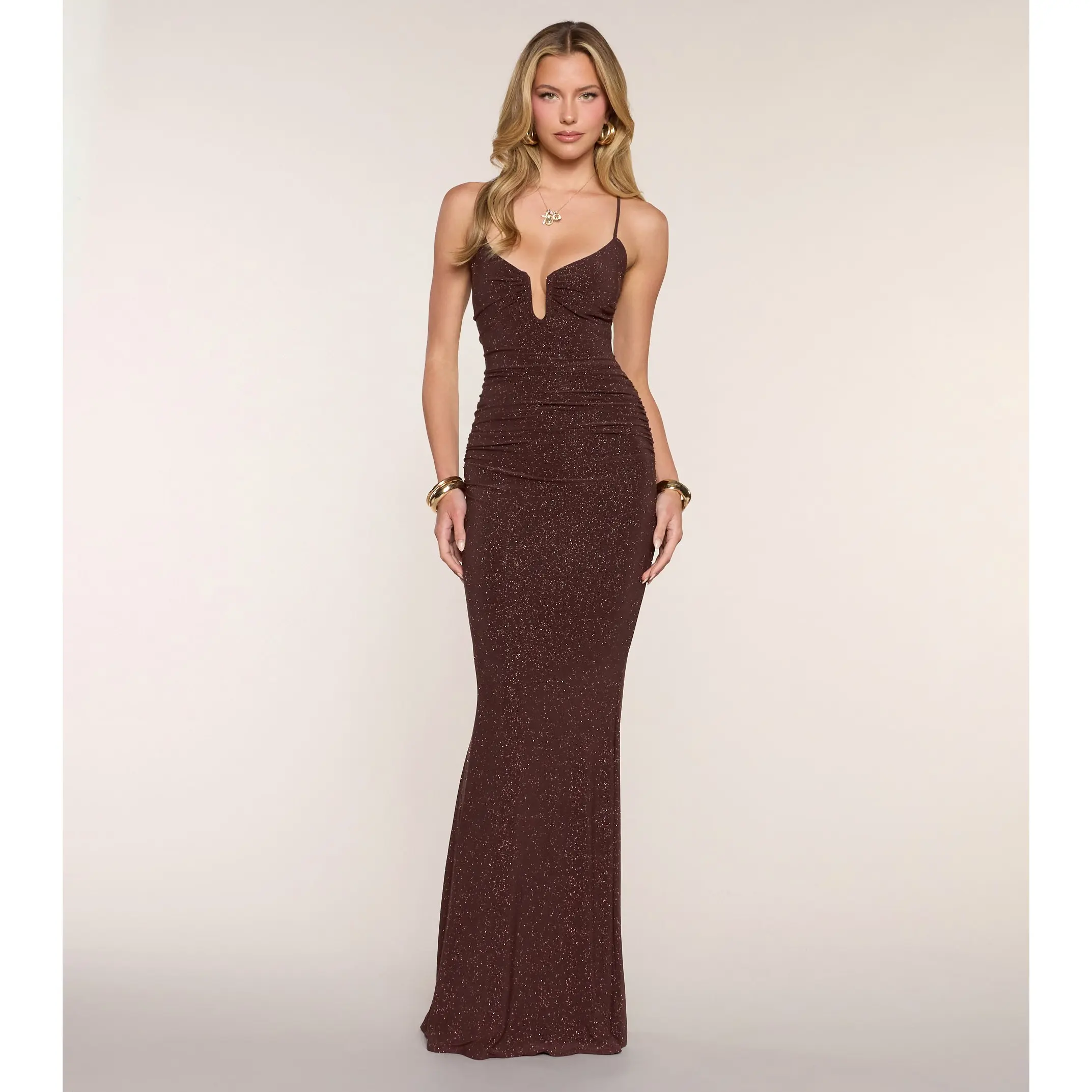 Alicia Glitter Lace-Up Formal Dress