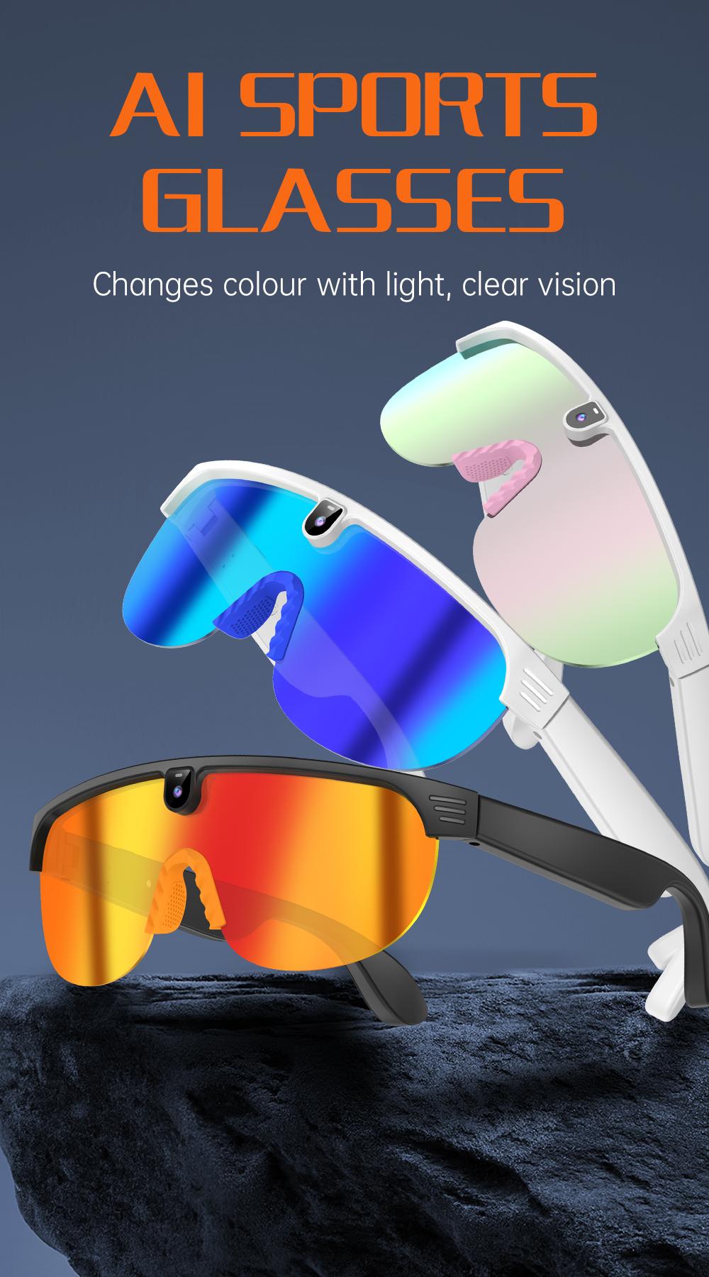2026 AI Smart Glasses with Camera Dust UV Proof Cycling Sports Goggles- HD Video Recording Glasses with Audio, Music Playback, Wireless Call, Touch Control, Real-Time Translation, AI Object Recognition, for Men Women, Translation Glasses