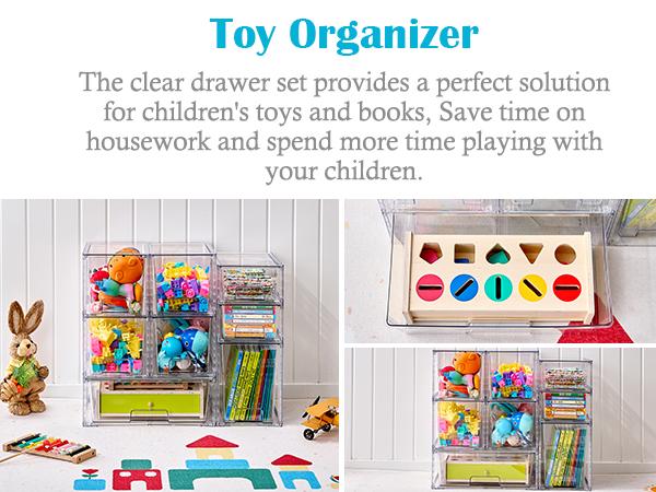 【New Year Hauls】VTOPMART 6 Pack Stackable Clear Drawer Organizer for Organizering Nursing Bottles,Candy,Snacks,Makeup,Cosmetics,Tampons,Medicines,Pantry,Under Sink,Closet,Bathroom, with Free Stickers