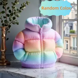 1PC Cute Down Jacket Pen Holder Creative 3D Rainbow Gradient Desktop Stationery Organizer for Students Office Home Decor Gift Ideas (Random Color)