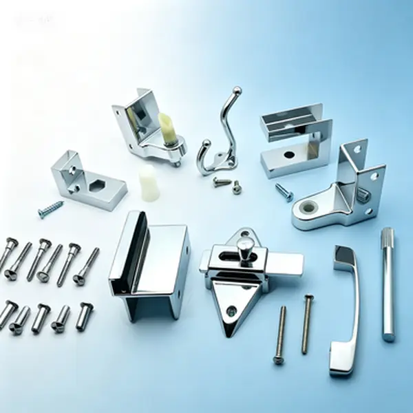 Complete Outswing Toilet Partition Door Hardware Set, Zamac Die Cast Construction, 1 Inch Door 1-1/4 Inch Pilaster, Commercial Grade Restroom Partition Hardware, Universal Fit Outswing Door Hardware