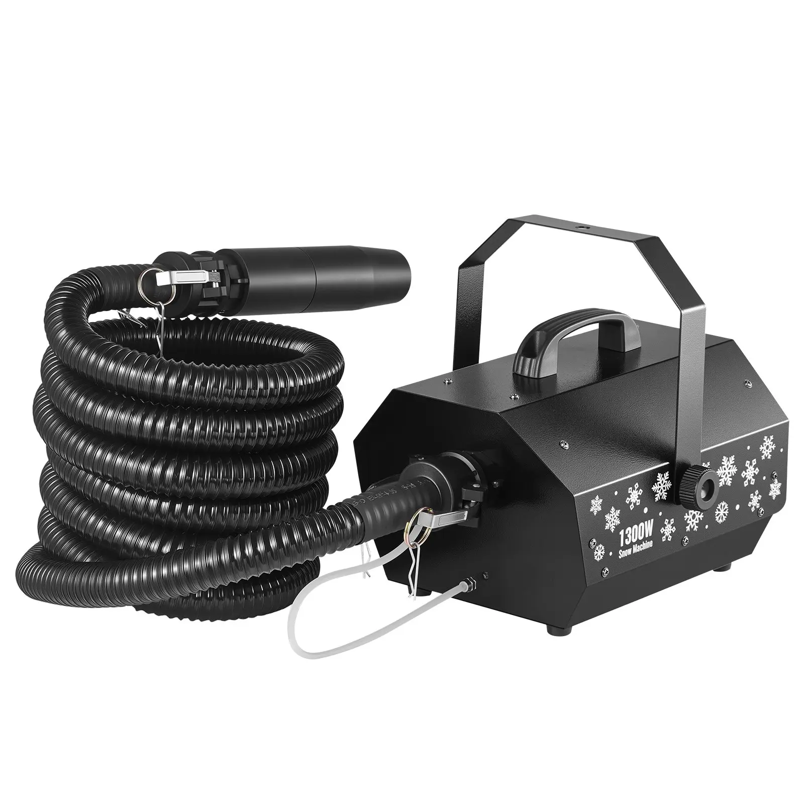 VEVOR 1300W Super Silent Snow Machine, 110V-120V Portable Remote Control Snowmaker, Cold Rolled Steel Painted Surface, 14.77 lbs, 13.39x11.02x12.01 in, 5M/16.4 Ft Coverage, Indoor/Outdoor Decor for Christmas Present, Parties, Festivals