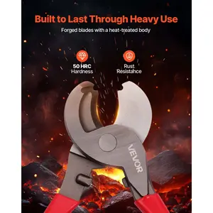 fathersdaygift VEVOR High Leverage Cable Cutter, 9-1/4 in Compact, Forged Blades and PVC-Coated Handles, Heavy Duty Cable Cutting Pliers Tool for 4/0 AWG Aluminum, 2/0 AWG Soft Copper and 100-Pair 24AWG Comm Cables