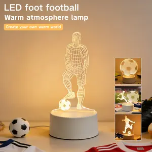 LED 3D Football Theme Table Lamp USB Plug Bedroom Bedside Creative Book Lamp Sports Enthusiasts Gift Decorative Night Light