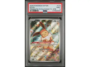 2025 Pokemon Scarlet and Violet Prismatic Evolutions Pokemon Center Elite Trainer Box Eevee #173 PSA 9