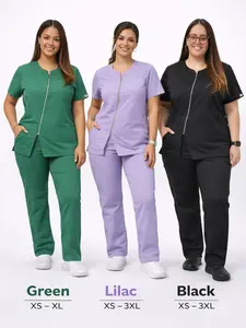 IFE Uniforms Women’s Zipper Scrub Set – Green | Straight Leg Pants | Comfortable Stretch Medical Uniform