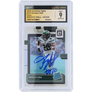 Breece Hall New York Jets Autographed 2022 Panini Donruss Optic Holo #214 CGC Fanatics Witnessed Authenticated 9/10 Rookie Card - Fanatics Authentic Certified