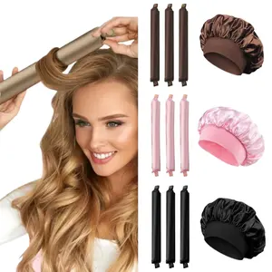 No Heat Hair Curler Headband, Soft Rollers for Sleep, Lazy Hair Styling Tool with Hat, Elastic Hair Roller Band for Women, Heatless Hair Curlers