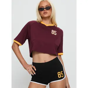 ASU Cropped Soccer Jersey Tee Maroon