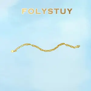 [FOLYSTUY (W172)]6mm Width 8.6 Inch Mariner Link Anchor Chain Bracelet, Fashion Jewelry for Men Women