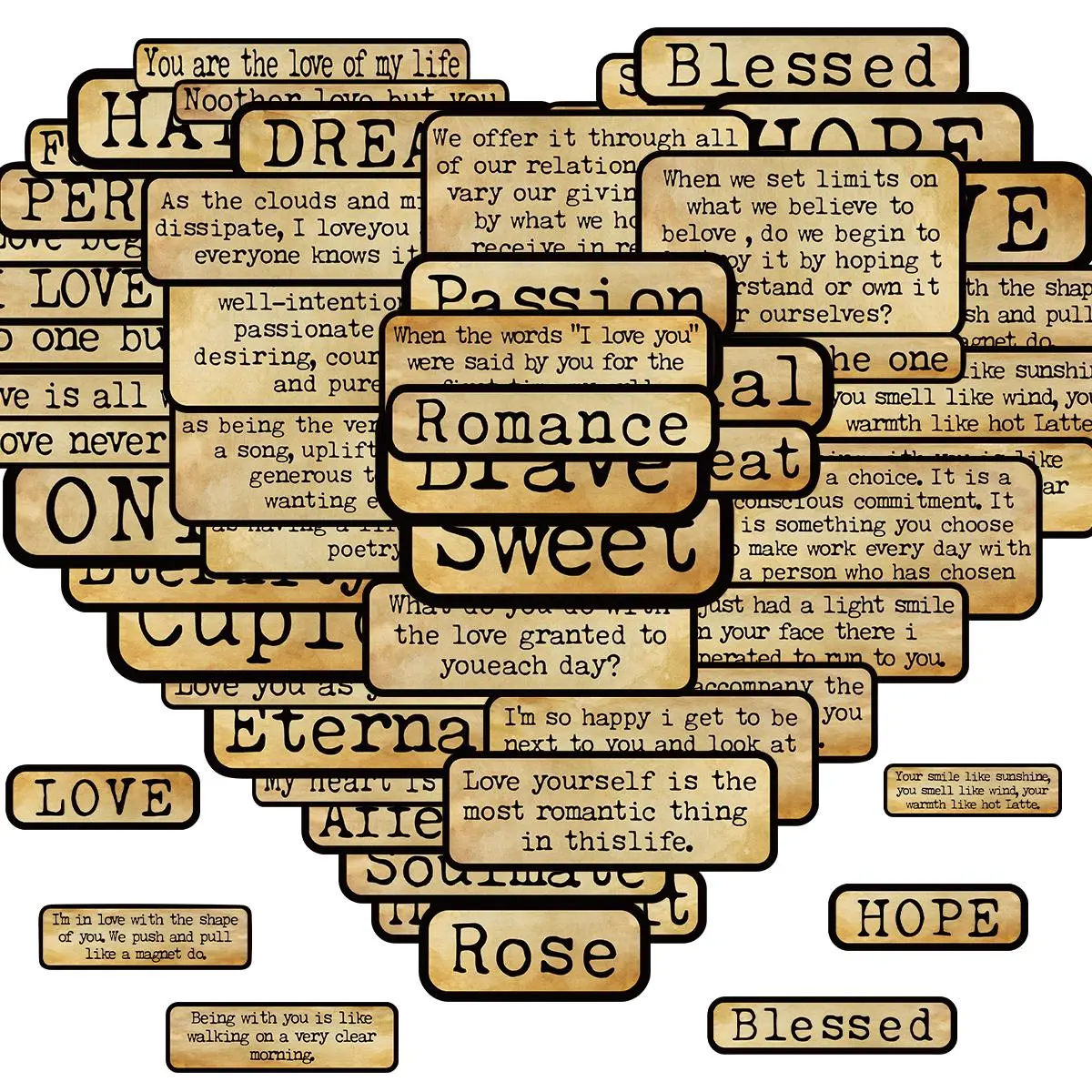 Vintage Literary Quotes Sticker, 50pcs/set Famous Words Quotes Sticker, Scrapbook Journaling Sticker, Journal Sticker
