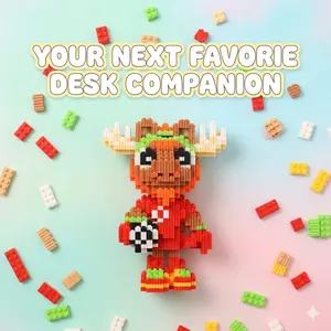 Micro Building Blocks Moose Mascot Soccer Set - 7.5" Mini Bricks 3D Puzzle Construction Toy, 1000+ Pcs Collectible Desk Decor, Sports Fan Gift for Adults Teens