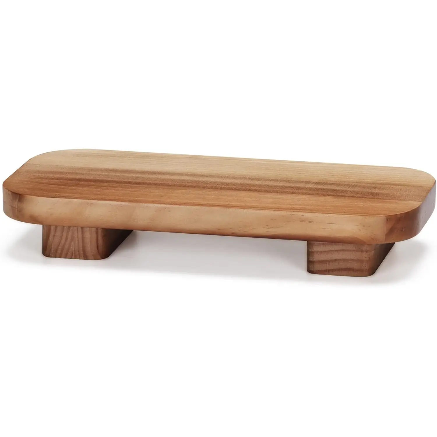 Distressed Look Rustic Eco-Friendly Farmhouse Wood Pedestal Tray (12x5.5x2 in) - Bathroom Decor Supplies, Home Decor Items, Decorative Soap Bathroom Trays, Practical as Organizer, Ideal Brown Gift