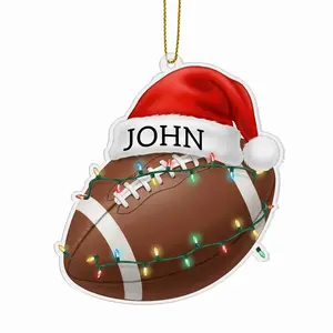 Personalized Football Acrylic Ornament, Custom Name Football Lover Christmas Keepsake Holiday Hanging Decoration
