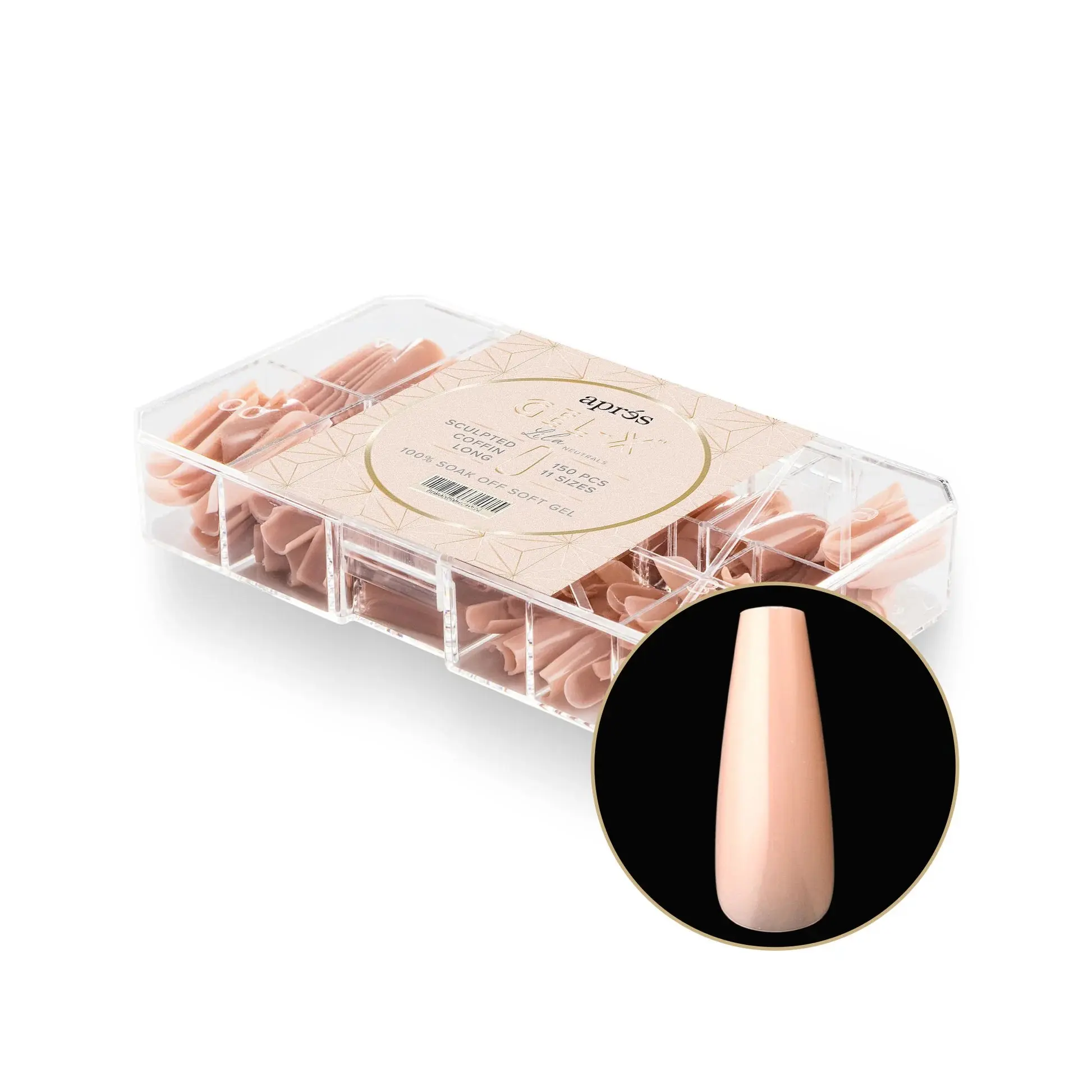 Gel Press-On Nail Tips, Lila X-Short Square Shape for a Natural Look, Box of 150 Pcs in 11 Sizes, Beauty Products