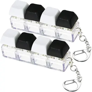 2 Psc Keyboard Fidget Toy, Keyboard Fidget Keychain 4-in-1 Keyboard Decompression Button Finger Clicker Toys, Button Stress Relief Fidget Gifts for Adult to Relief Stress