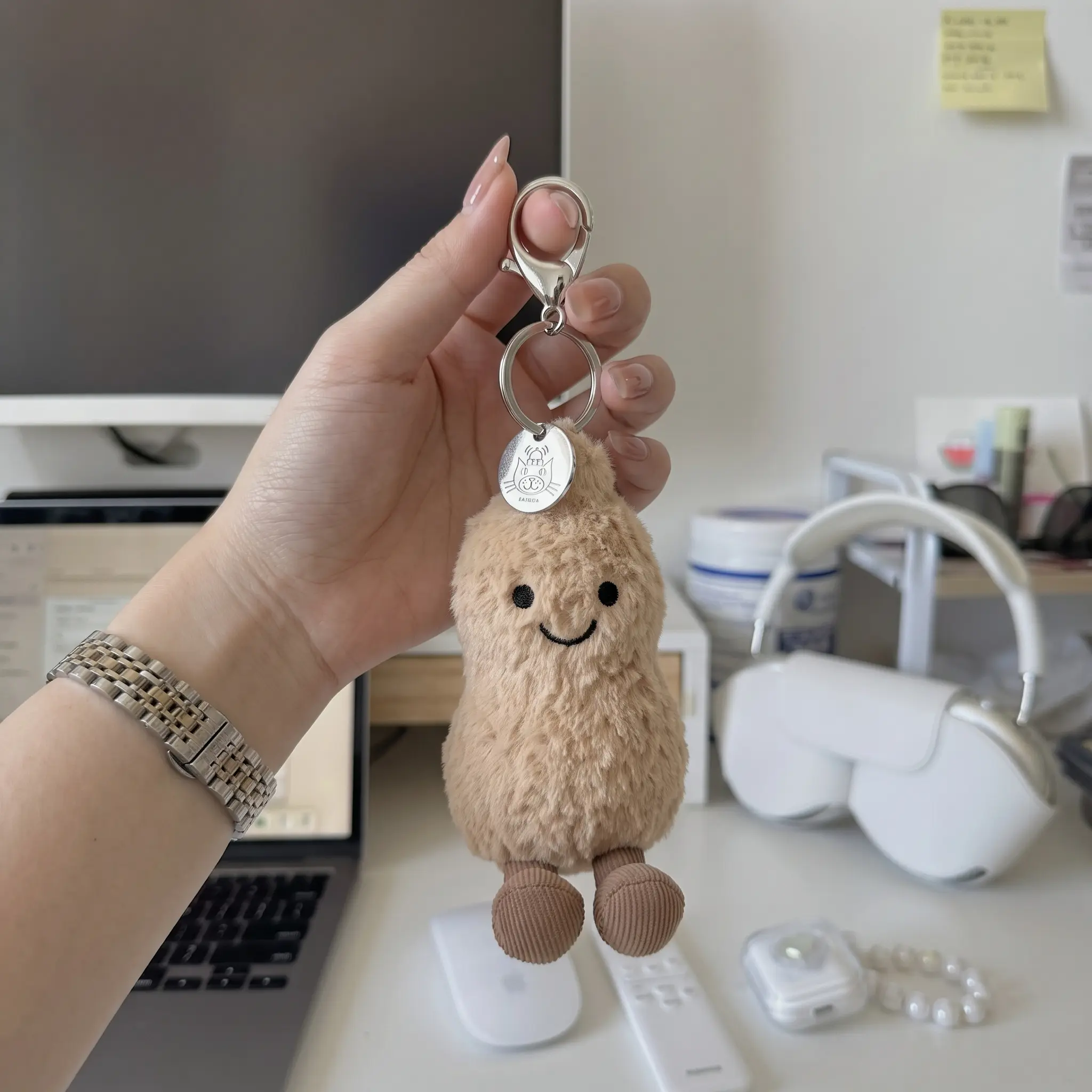 Jellycat Amuseables Peanut Keychain Plush Bag Charm, Dragon Plush Keychain, Cute Soft Bag Accessory Dangle, Fantasy Gift for Her, Bag Charm