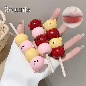 Three-Piece Sugar Candy Bear Milk Cream Lip Mud Matte Lightweight Long-Lasting Color-Brightening Lip Gloss Set Lip Makeup Kit Perfect for Daily Use & Special Occasions Long Lasting Lipgloss