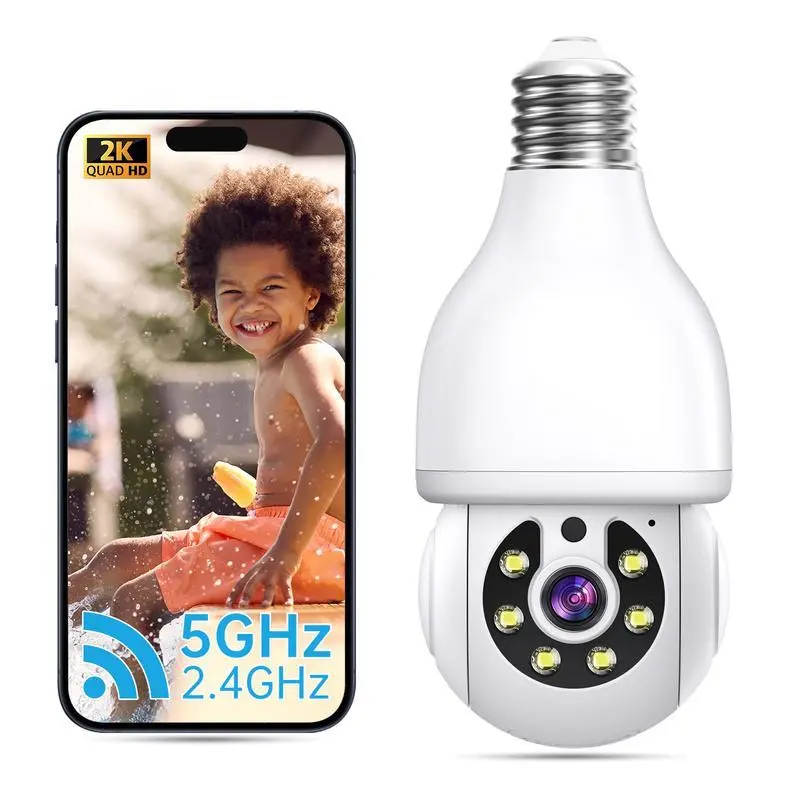Wireless Light Bulb Security Camera for Home Security,  Auto Tracking, Video Recording, Color Night Vision WiFi Home