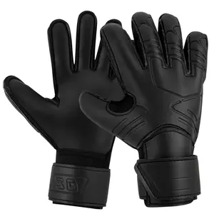 Unisex Adult Professional Soccer Goalkeeper Gear with Finger Protection, PU Fabric, Non-Slip, Wear-Resistant Training Gloves, Black (1 Pair) Football Equipment Football Accessories
